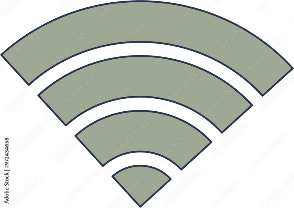 Poster a minimalistic wifi symbol with concentric arcs representing signal strength and connectivity.