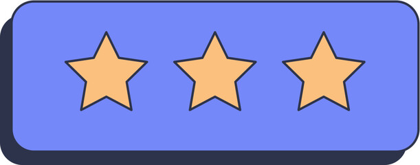 Three yellow stars on a dark rectangle, symbolizing a mid-range rating.