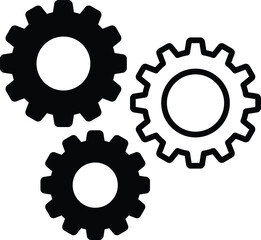 cartoonish drawing of gears in a line style.