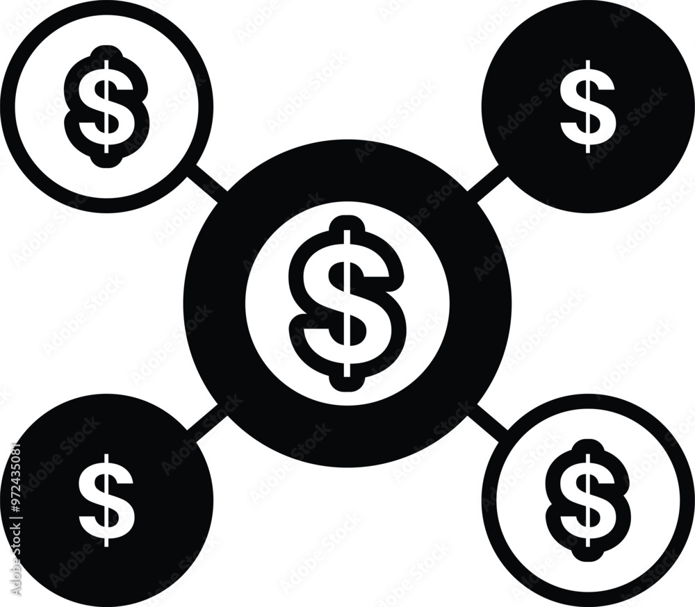 Poster a graphic of a circle with four circles inside it in a line style.