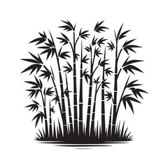 Fototapeta premium Bamboo silhouette black on white background. Bamboo vector design.