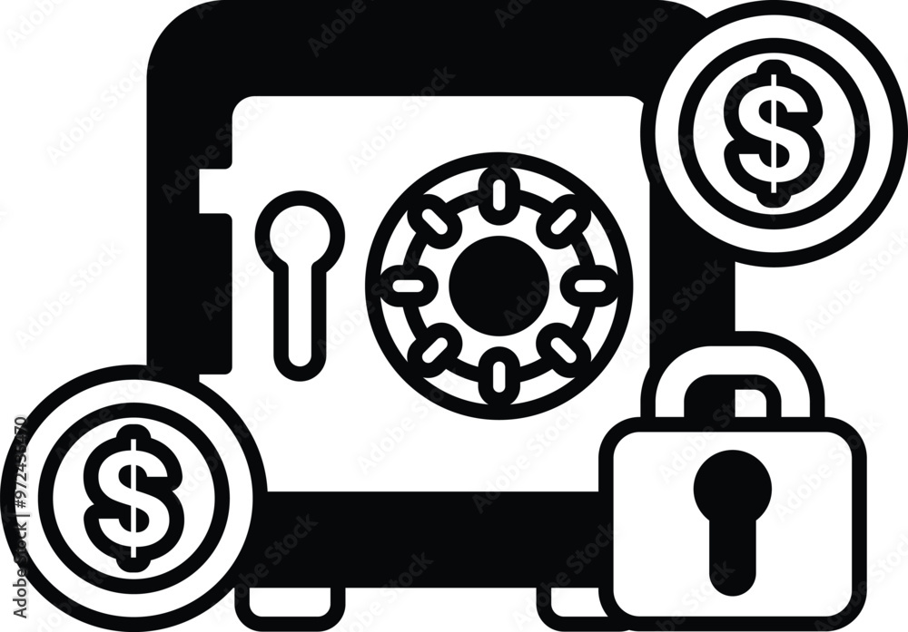 Poster a safe with a keyhole and a lock