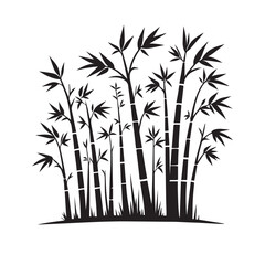 Fototapeta premium Bamboo silhouette black on white background. Bamboo vector design.