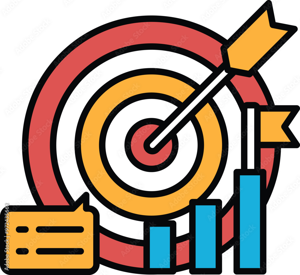 Poster a cartoonish drawing of target with a arrow pointing to it