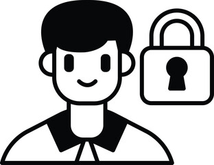 A man with a smile on his face is standing in front of a lock