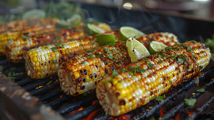 Grilled Corn on the Cob with Lime and Cilantro - Food Photography