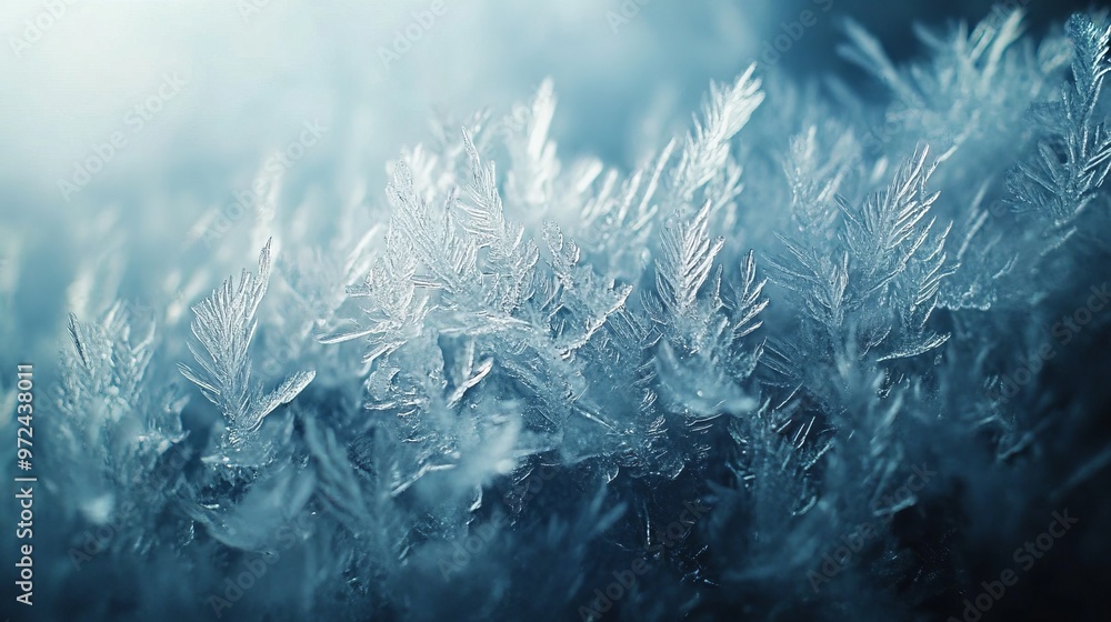 Sticker Frost-covered window with delicate ice patterns, capturing the cold, intricate textures of winter. 4K hyperrealistic photo.