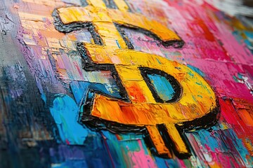Fototapeta premium Vibrant abstract art featuring a dollar sign, symbolizing wealth and financial success with colorful texture.