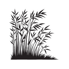 Fototapeta premium Bamboo silhouette black on white background. Bamboo vector design.