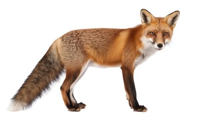 Fototapeta premium Red fox on a white background. Wildlife. Predatory animal.