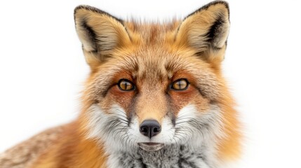 Fototapeta premium Red fox on a white background. Wildlife. Predatory animal.
