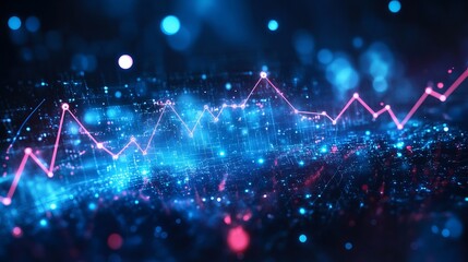 Financial rising graph and chart with lines and numbers