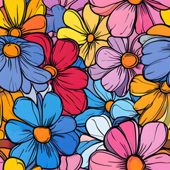 floral and leaf seamless patterns in doodle-style tile designs with graphic format.