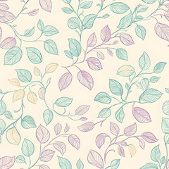 Obraz premium floral and leaf seamless patterns in doodle-style tile designs with graphic format.