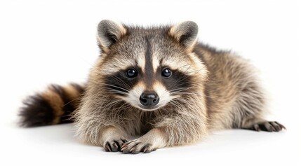 Fototapeta premium Raccoon isolated on white background. Wild mammal. Wild animal. Mammals.