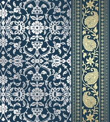 wedding card design, traditional paisley floral pattern , royal India	