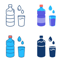 Stay hydrated icon set in flat and line style