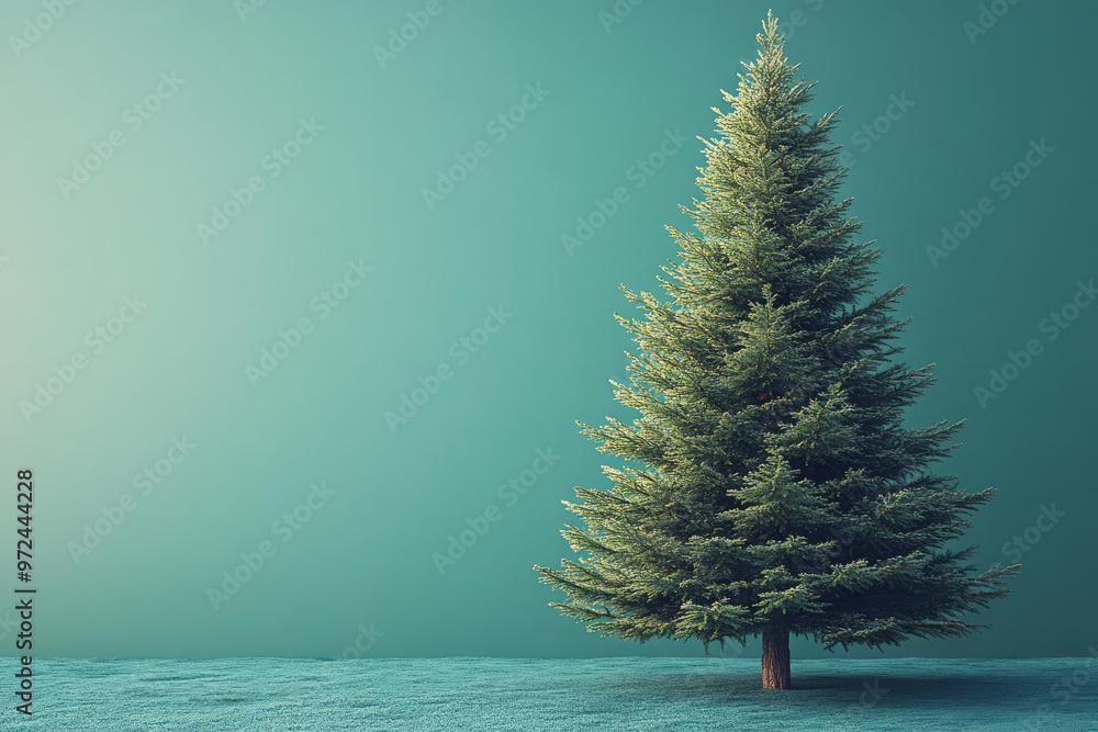 Poster a simple pine tree icon with block colors,