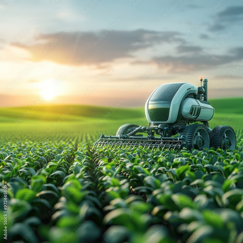 Poster innovation in agricultural technology with researchers using ai to optimize farming