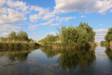 Scenic landscape of Danube river canals