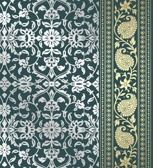 wedding card design, traditional paisley floral pattern , royal India	