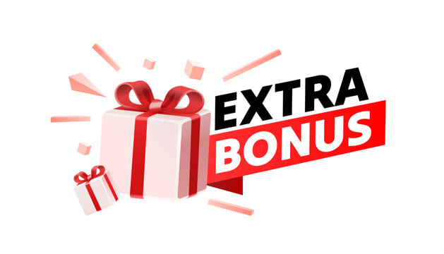 Extra bonus gift, gift tag, free product. web sticker. Vector illustration