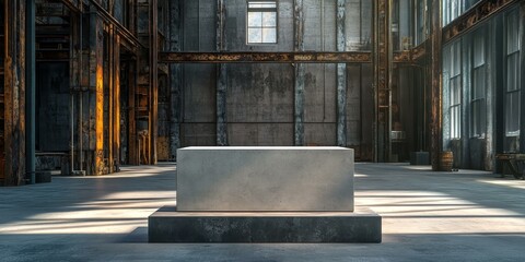 Empty concrete platform in an industrial setting.