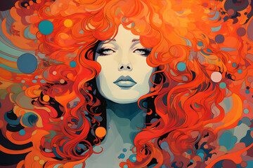 pop art style ethernal woman portrait illustration funky vibe