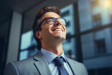 Fototapeta premium Successful business people person in modern interior office space building made with Generative AI artwork