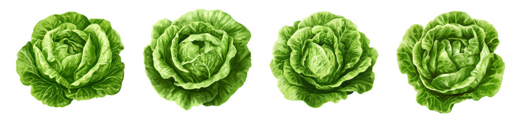 Lettuce 2d Illustration, PNG set