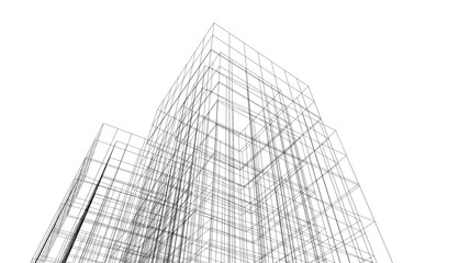 architecture 3d vector drawing