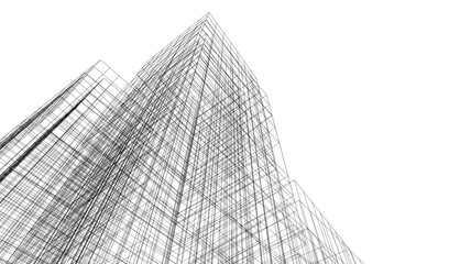 architecture 3d vector drawing