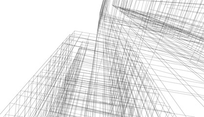 architecture 3d vector drawing