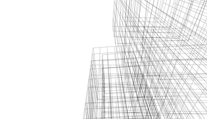 architecture 3d vector drawing