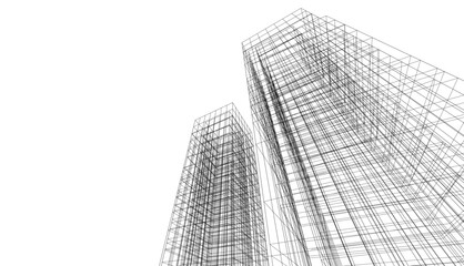 architecture 3d vector drawing