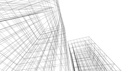 architecture 3d vector drawing