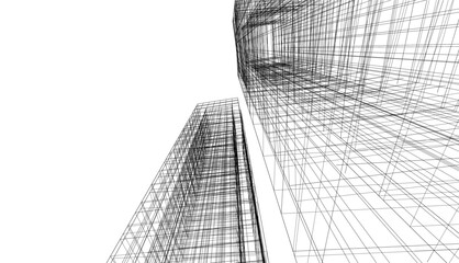 Fototapeta premium architecture 3d vector drawing