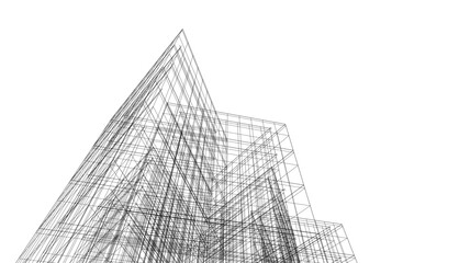 architecture 3d vector drawing