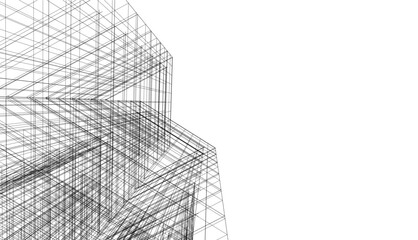 architecture 3d vector drawing