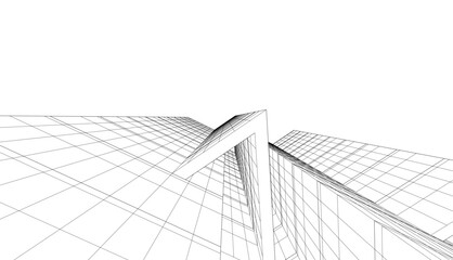 architecture 3d vector drawing