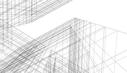 architecture 3d vector drawing