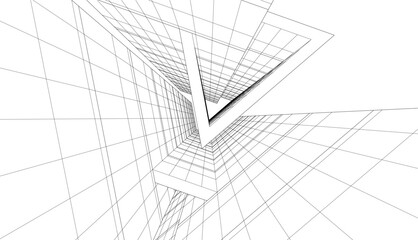 architecture 3d vector drawing