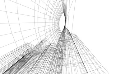 architecture 3d vector drawing