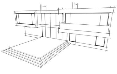 architecture 3d vector drawing
