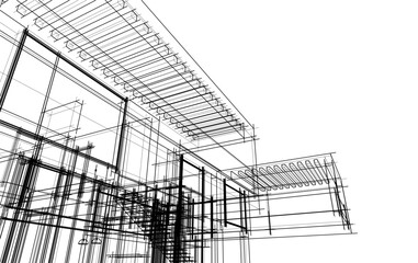 architecture 3d vector drawing