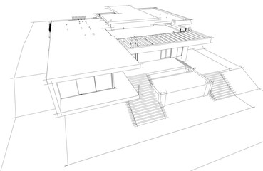 architecture 3d vector drawing