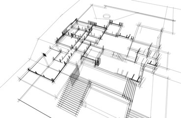 architecture 3d vector drawing