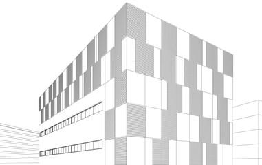 architecture 3d vector drawing