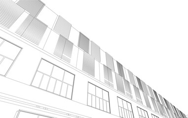 architecture 3d vector drawing