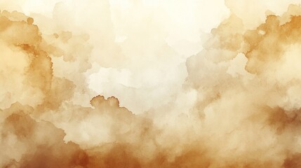 Warm sepia toned watercolor sky background Abstract cloudy sky in golden earth hues, perfect for vintage, retro or nostalgic designs. Ideal for autumn themes, Thanksgiving cards